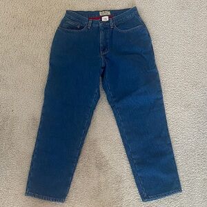 Fleece Lined LL. Bean Womens Classic Straight Jeans in Deep Blue 10 Petite